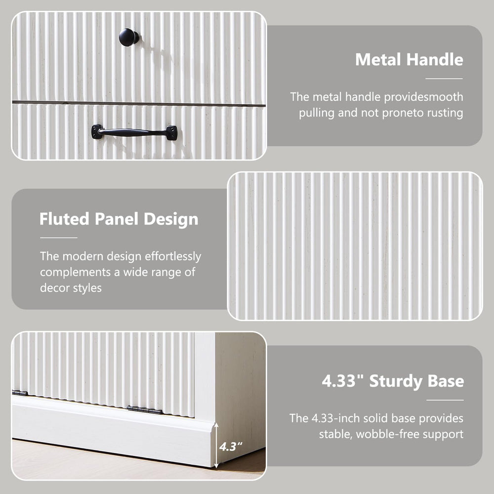 IFBUY Tilt Out Laundry Hamper Cabinet, Modern Trash Can Cabinet, White