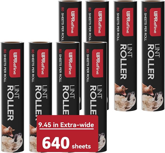 Large Lint Roller Refill 640 Sheets Value Set, Extra Sticky, Easy Tear by UPRefine