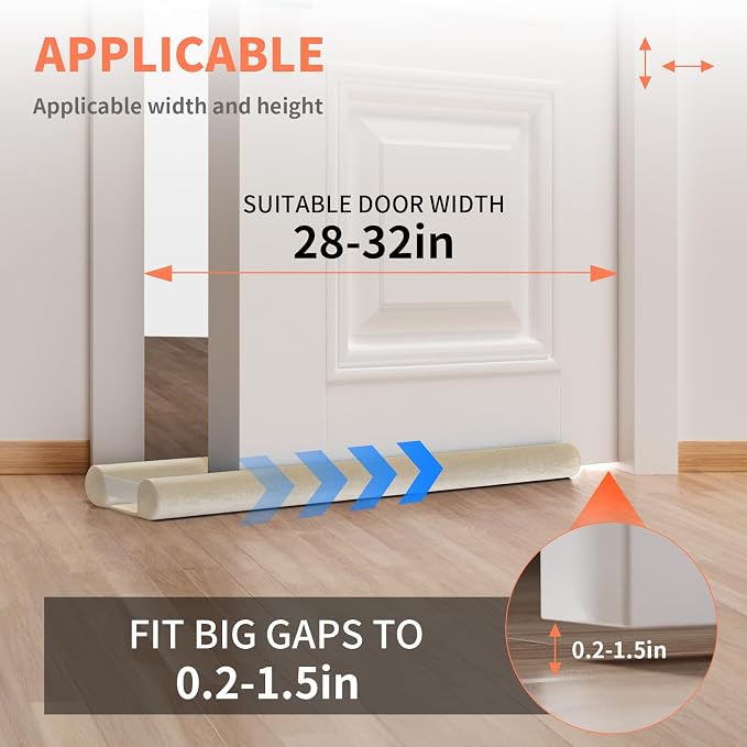 Upgraded Door Draft Stopper for Bottom of Door, Under Door Gap Filler for Big - Image 3
