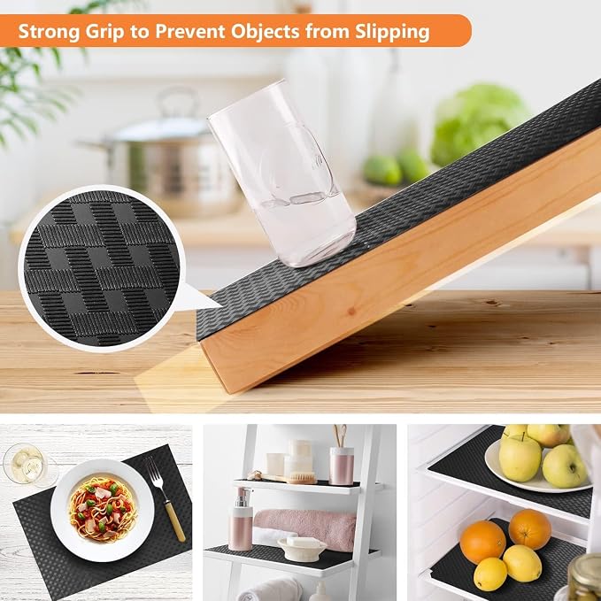 Black Shelf Liners for Kitchen Cabinets Refrigerator Liners Waterproof & - Image 7