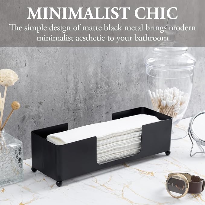 MyGift Modern Matte Black Metal Tabletop Paper Hand Towel Holder, Commercial - Image 3