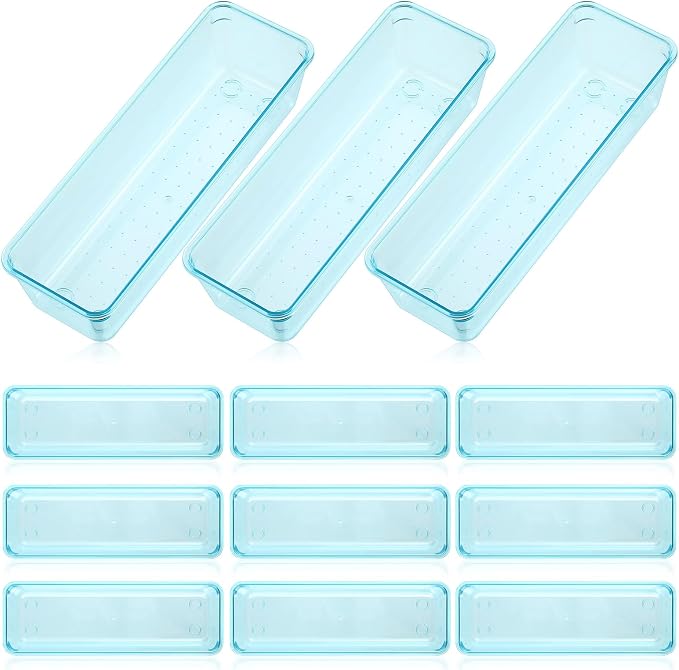 Maitys 12 Pcs Vanity Drawer Organizer 9 x 3 x 2 Inches Clear Plastic Utensil by Maitys
