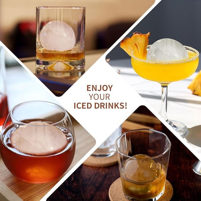 Large Ice Cube Tray for Whiskey: 2.5 Inch Silicone Ice Ball Maker - Image 3