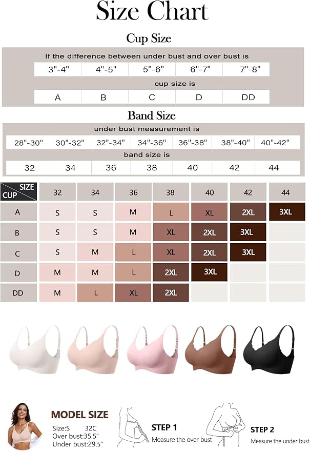Vertvie Womens Seamless Bras No Underwire Supportive Wireless Push Up Full - Image 6