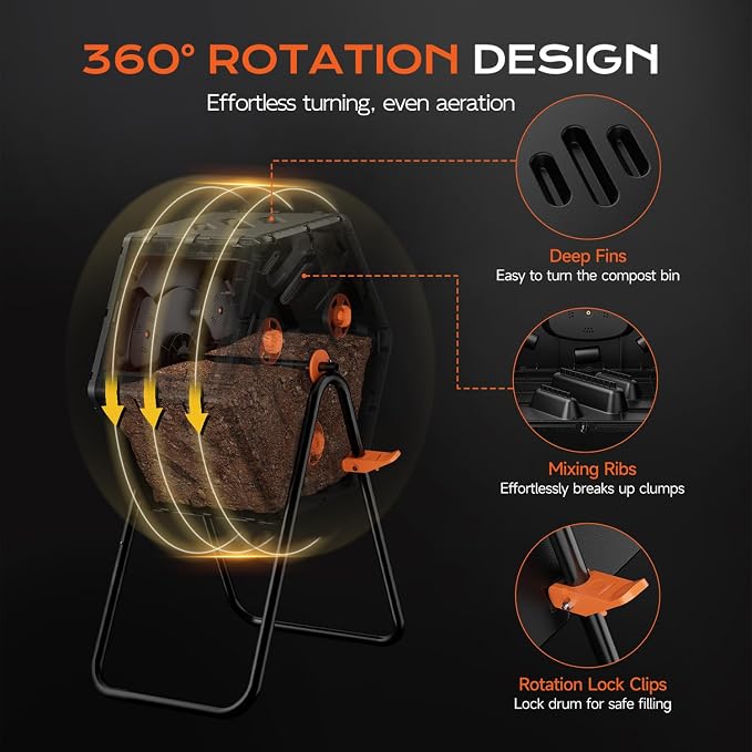 Compost Bin Outdoor 22.5 Gallon, Easy Assemble Composter Tumbler, 360°Rotating - Image 5