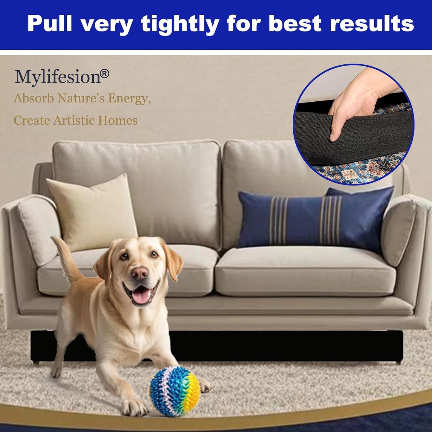 MYLIFESION Under Couch Blocker for Kids and Pet Toys, 123" L x 3" H, Toy Blockers for Bed, Stop Things Going Under Sofa or Furniture, Fits Standard couches and Sofas with Straight Legs