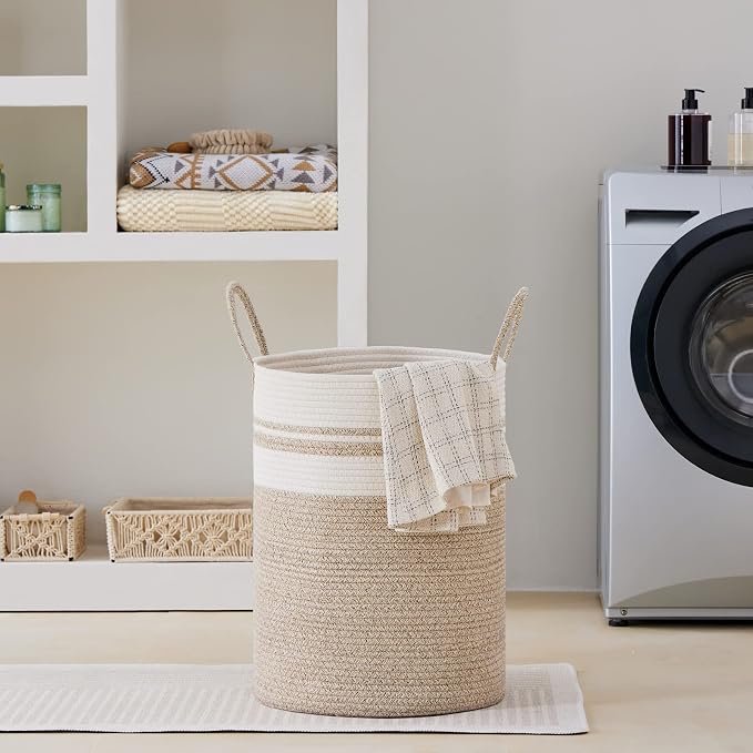 VIPOSCO Large Laundry Hamper, Tall Woven Rope Storage Basket - Image 7