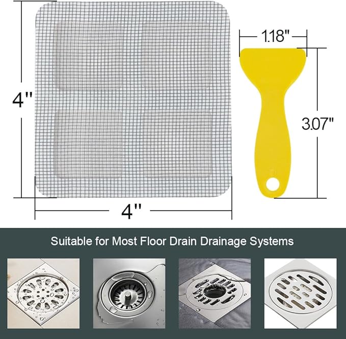 80PCS 4"x4" Disposable Hair Drain Stickers, Anti-Blocking Filter Screen - Image 6