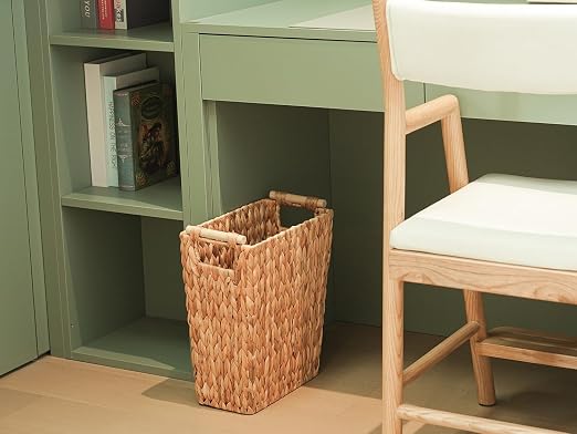 6 Gallon Wicker Trash Can with Wooden Handle, Wicker Waste Basket - Image 4