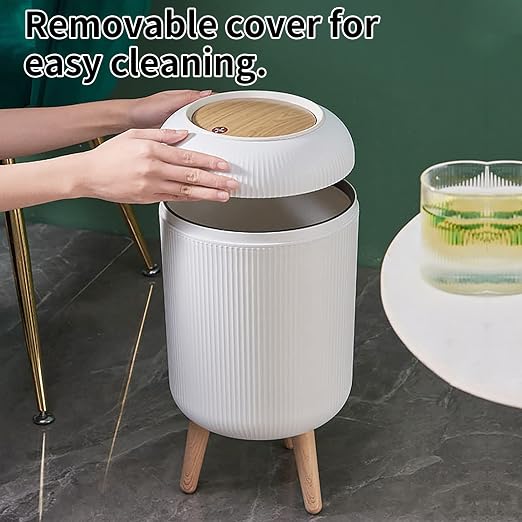 Trash Can With Lid for Bathroom, 2 Gallon/10 Liter Round Garbage Bin With Press - Image 5