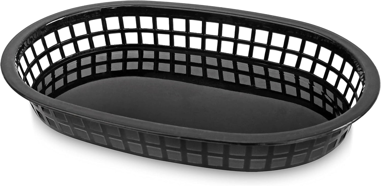 New Star Foodservice Fast Food Baskets, 10.5 x 7 Inch, Set of 12, Black