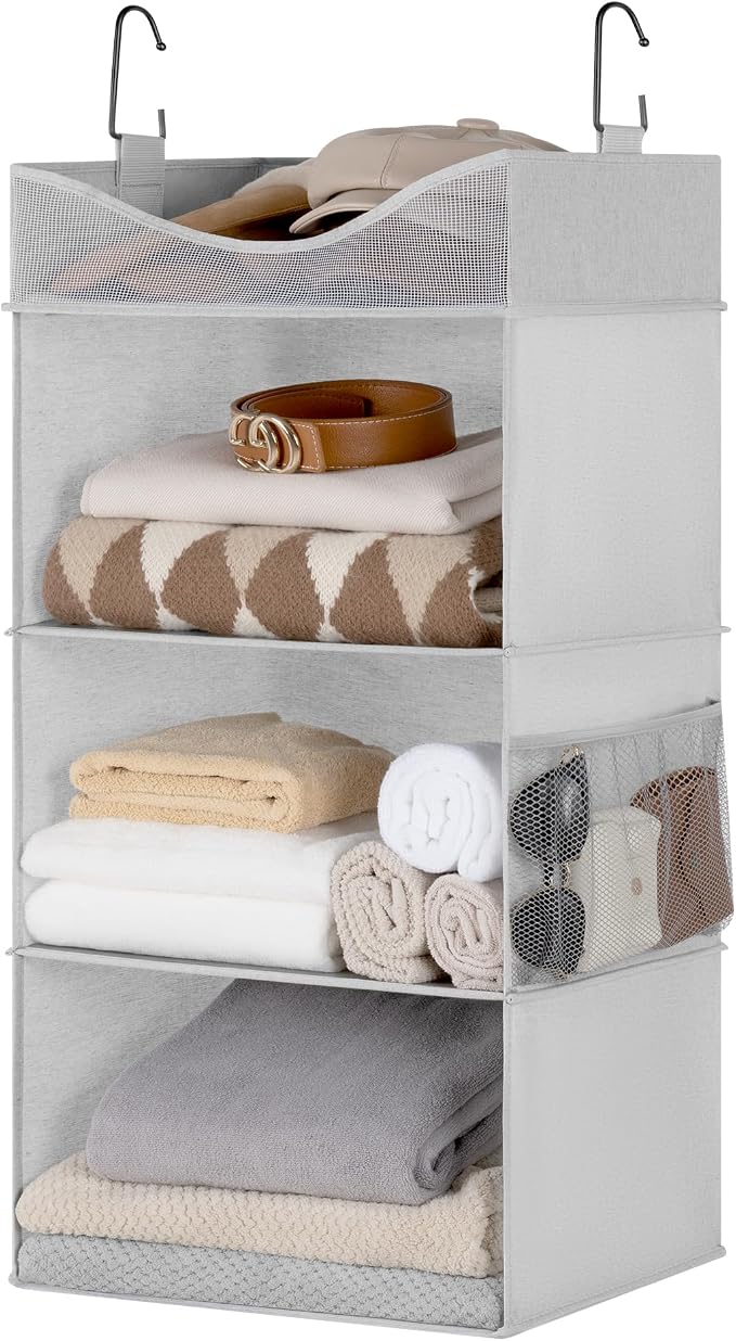 StorageWorks Hanging Closet Organizer, 3-Shelf Hanging Closet Shelves - Image 9