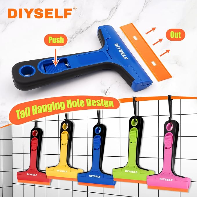DIYSELF-Razor-Blade-Scraper, 1 Pack Razor Blade Scraper, Extra 5 PCS Orange - Image 5