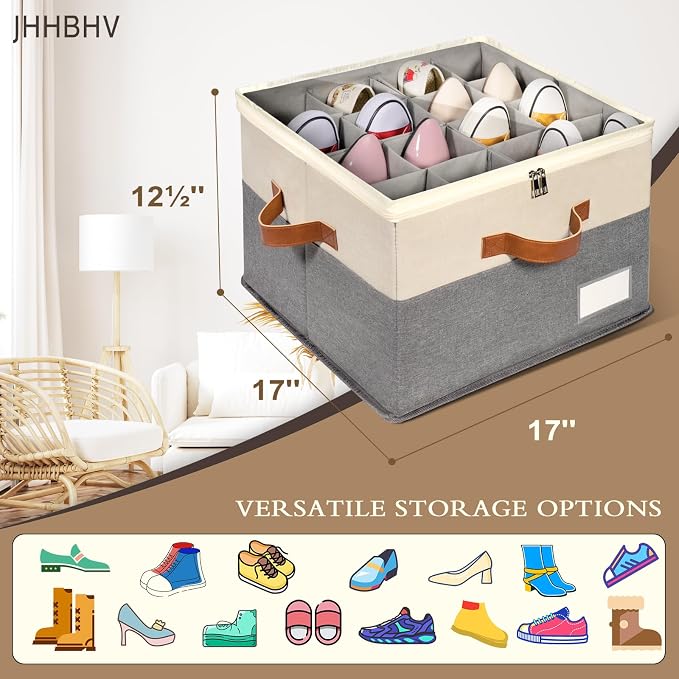 1 Pack Shoe Organizer for Closet, Adjustable Shoe Box Storage Containers - Image 6