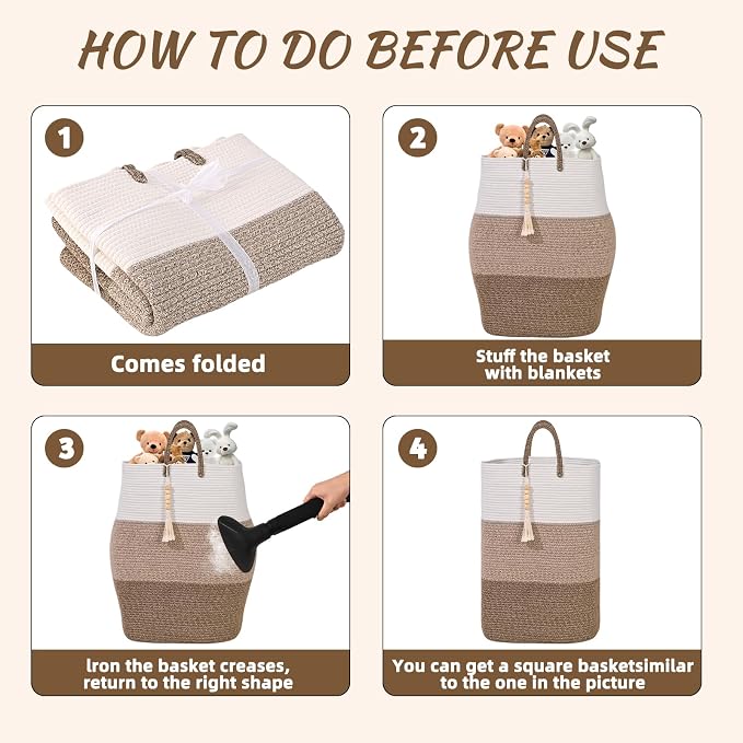 Woven Laundry Basket for Clothes, 65 L Large Rectangle Laundry Hampers - Image 9