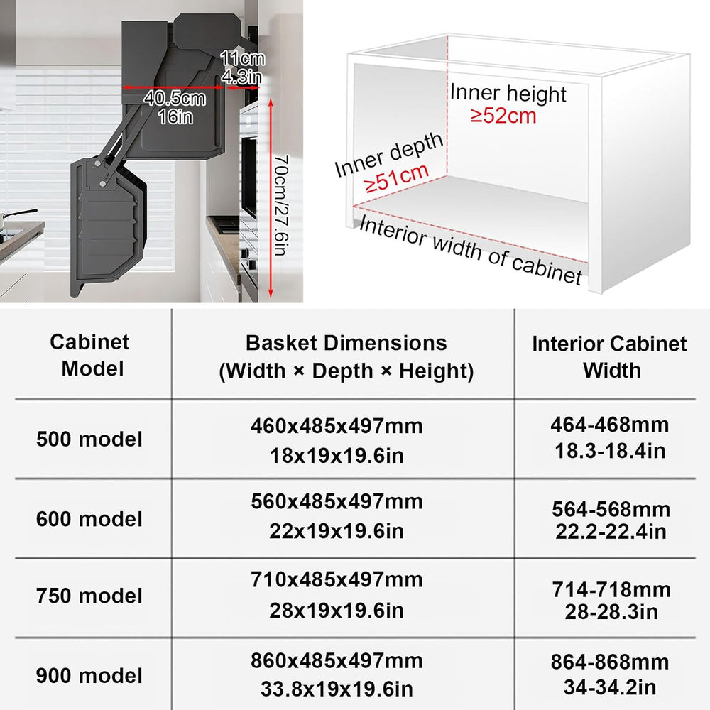 Double-Body Top Cabinet Lift Basket Pull Down Shelf Cabinet Organizer Removab...