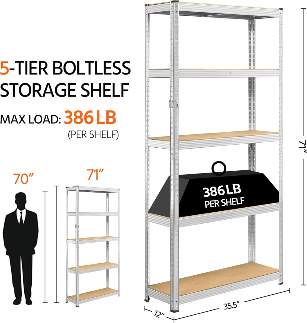 Yaheetech 5-Tier Heavy Duty Storage Shelves 35.5" W x 12" D x 71&qu...