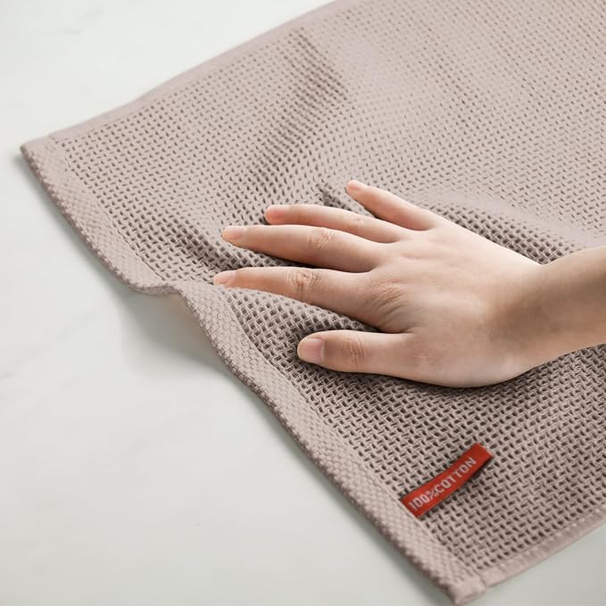 Artoid Mode 100% Cotton Brown Waffle Weave Kitchen Dish Cloths, 12x12 Inch - Image 5