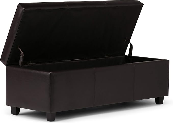 SIMPLIHOME Avalon 48 inch Wide Contemporary Rectangle Storage Ottoman Bench in