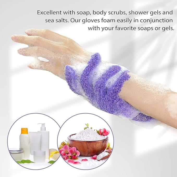 Evridwear Exfoliating Gloves for Shower, 100% Nylon Thick Soft Medium Heavy - Image 4