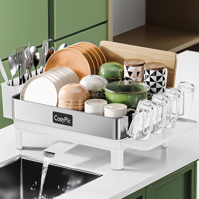 Dish Racks, Thicker Premium 304 Stainless Steel Dish Drying Rack by CosyPic