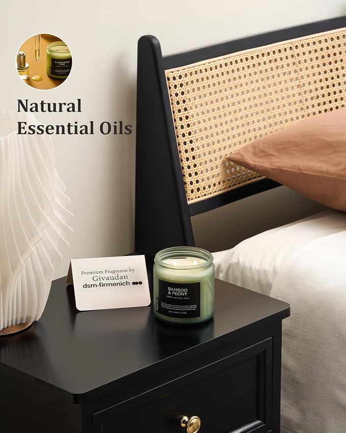 M&SENSE Bamboo Peony Scented Candle, 11.6oz Aromatherapy Jar Candle, 70 Hour - Image 6