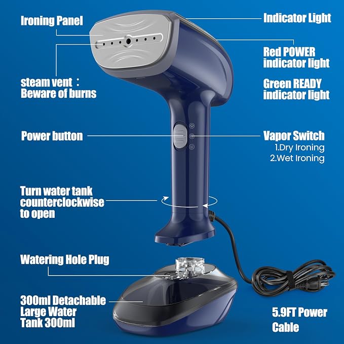 Powerful Handheld Fabric Steamer - 1800W - Image 6