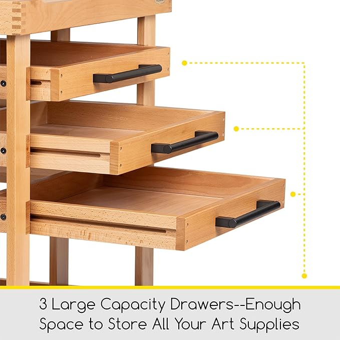 MEEDEN Art Supplies Storage Cart: 5-Tier Solid Beech Wood Utility Rolling Cart - Image 3