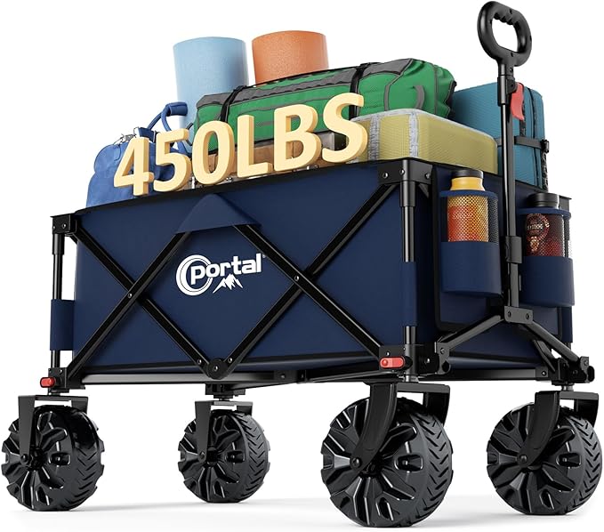 PORTAL Heavy-Duty Folding Wagon Cart, Large Collapsible Utility Wagon by PORTAL