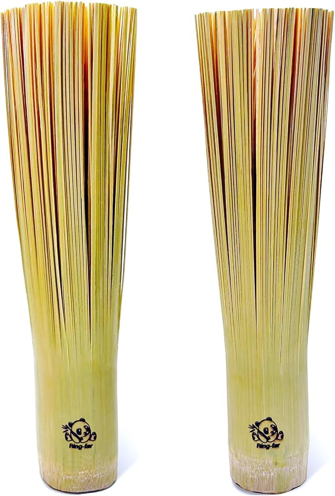 Handmade Bamboo Wok Brushes 2 Pack – 100% Natural, No Metal, Eco-Friendly by Ring-far