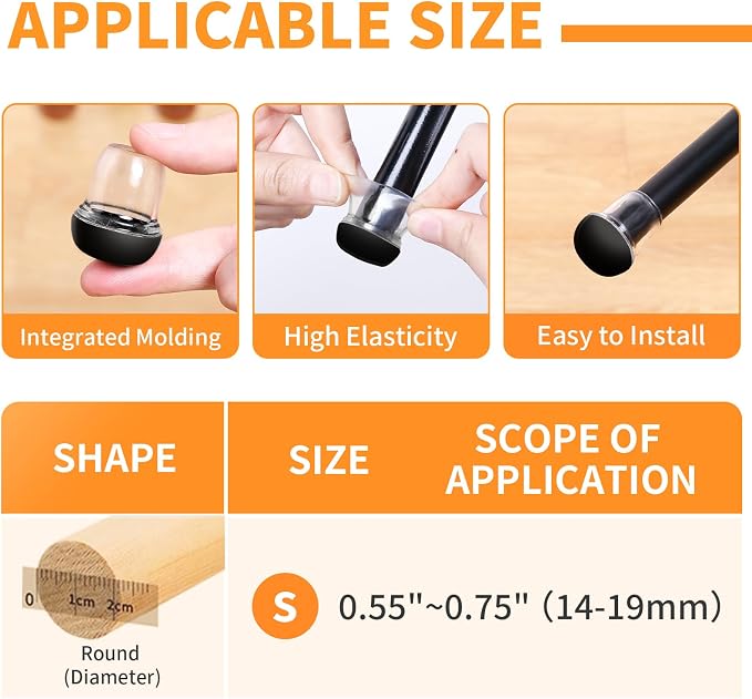Ezprotekt 24 Pcs Extra Small Clear Chair Leg Sliders - Image 2