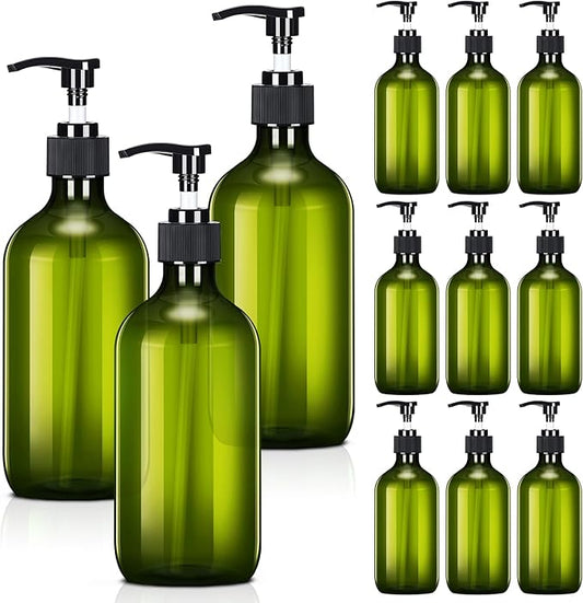 Tessco for you 12 Pack Green Soap Dispenser Empty Plastic Pump Bottles by Tessco