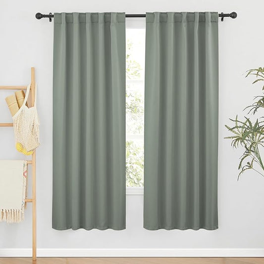 RYB HOME Sage Green Curtains for Bedroom, Vertical Privacy UV Protection Shades by RYBHOME