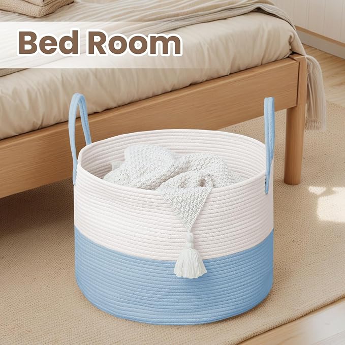 Woven Blanket Basket, 115L Large Rope Storage Bin - Image 6