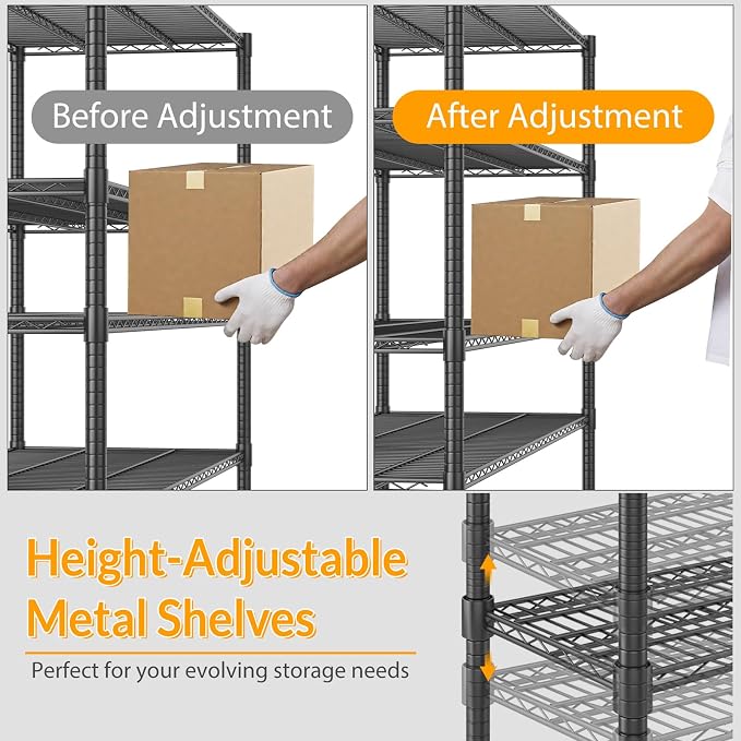 Himimi Storage Shelves with Wheels, 4-Tier Heavy Duty Steel Wire Rack Storage - Image 7