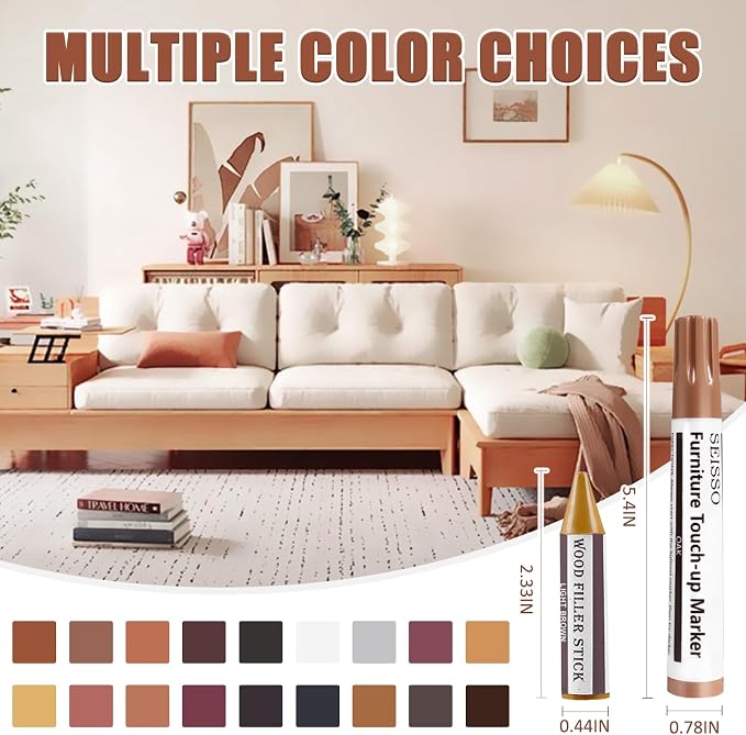 SEISSO 18 Colors Wood Wax Sticks ＆ Wood Markers Furniture Repair Kit - Image 2