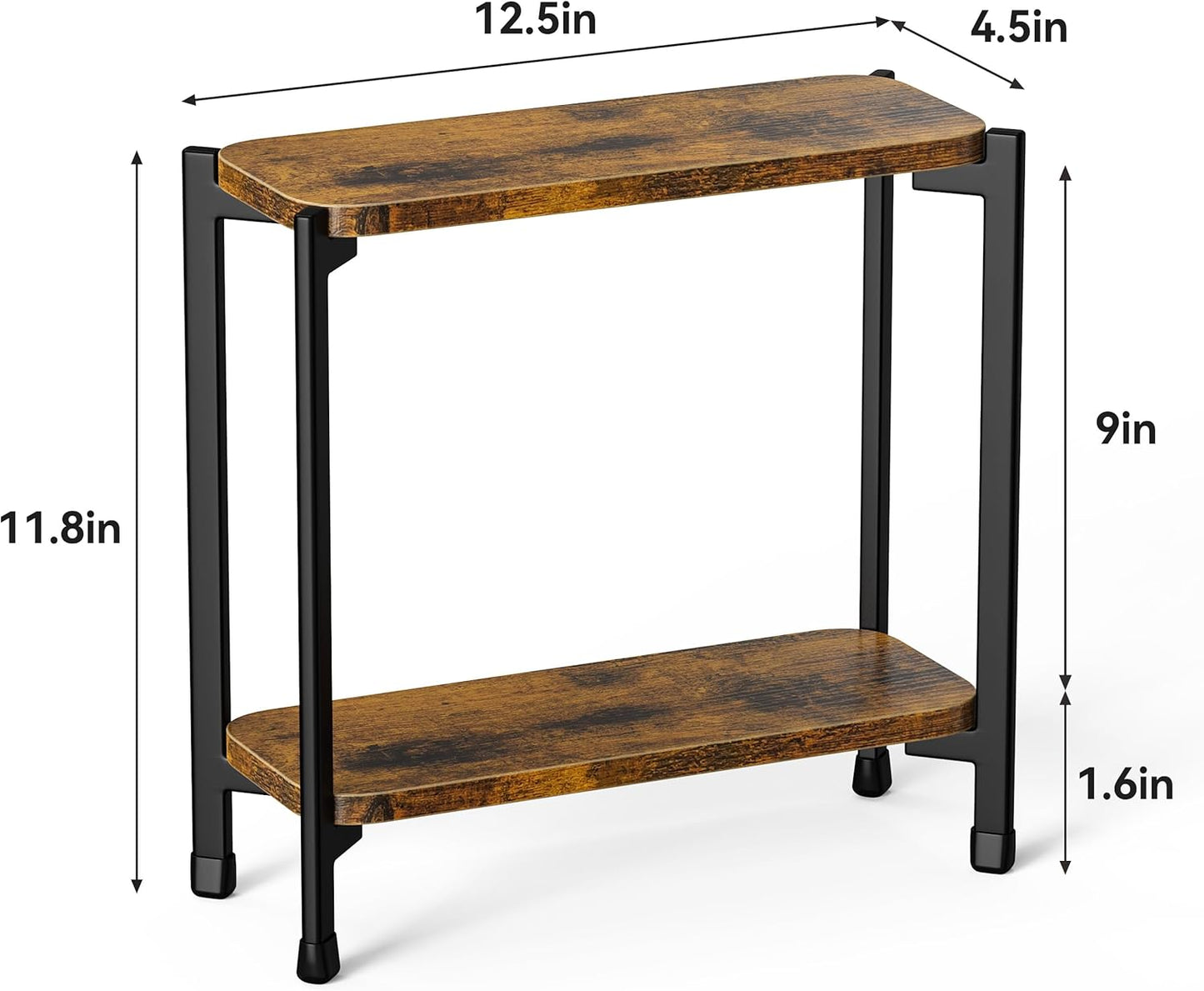 pickpiff 2 Tier Spice Rack Organizer for Kitchen Countertop, Wood and Metal Seasoning Shelf, Space-Saving Spice Organizer for Kitchen Counter, Coffee Bar and Dining Table, Brown