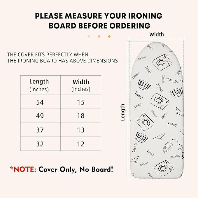 Over The Door Ironing Board Cover 13 x 37 inch, Small Iron Board Cover w Heat - Image 7