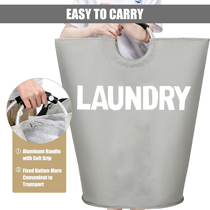 DOKEHOM 160L XX-Large Laundry Basket, Collapsible Laundry Bag, Foldable Laundry - Image 5