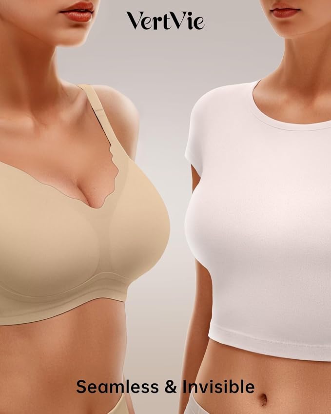 Vertvie Womens Seamless Bras No Underwire Supportive Wireless Push Up Full - Image 3