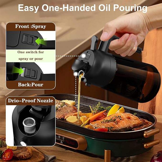 2-in-1 Glass Oil Dispenser & Sprayer - 16oz/470ml Leakproof Olive Oil Sprayer - Image 2