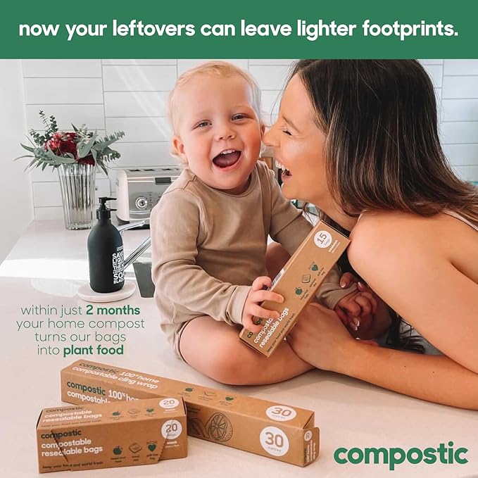 Compostic Home Compostable Resealable Sandwich Bags, Microwave & Freezer Safe - Image 4