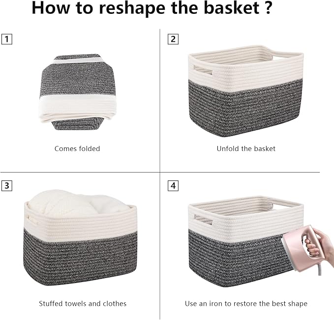 OIAHOMY 4 Pack Storage Baskets for Organizing, Basket for Shelves - Image 7