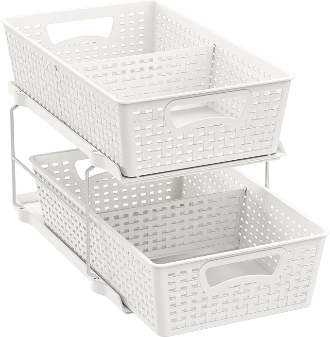 Simple Houseware 2 Tier Bathroom Organizer Tray Pull-Out Sliding by SimpleHouseware