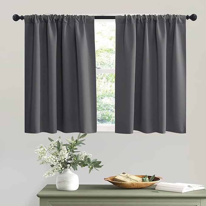 RYB HOME Short Curtains Gray Half Window Curtains by RYBHOME