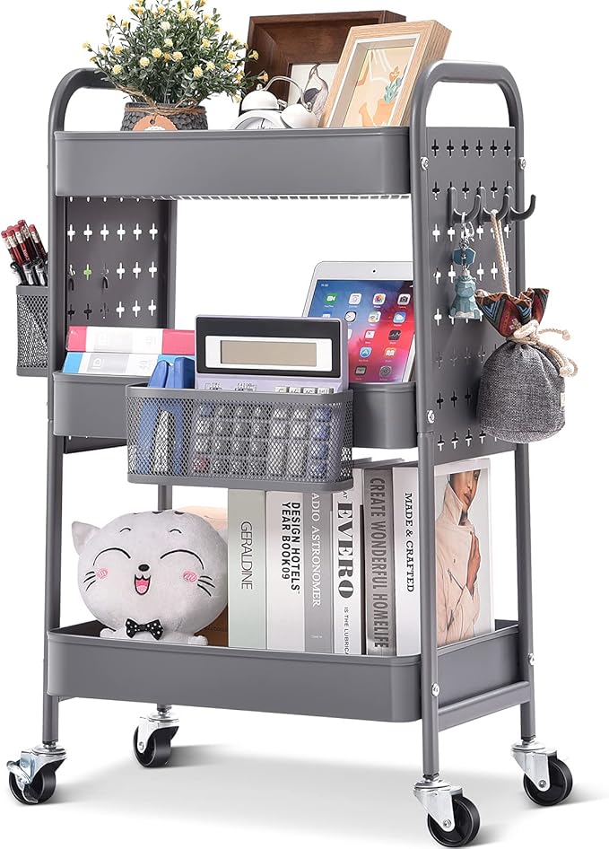TOOLF 3-Tier Rolling Cart, Metal Utility Storage Cart by TOOLF