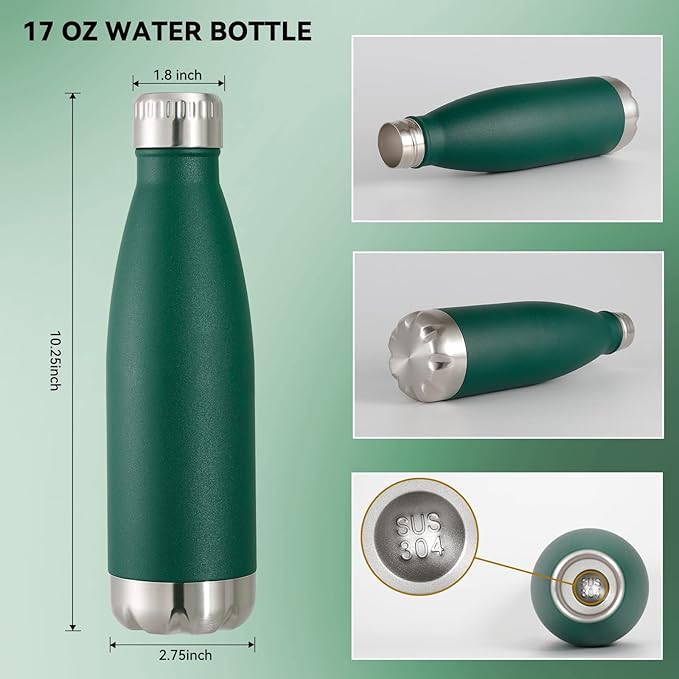 VEGOND 17oz Stainless Steel Water Bottles Bulk, Reusable Metal Sports Water - Image 3