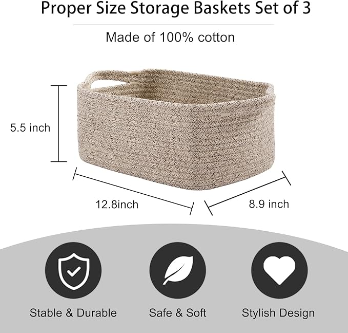 OIAHOMY Cotton Rope Baskets, Woven Baskets - Image 3