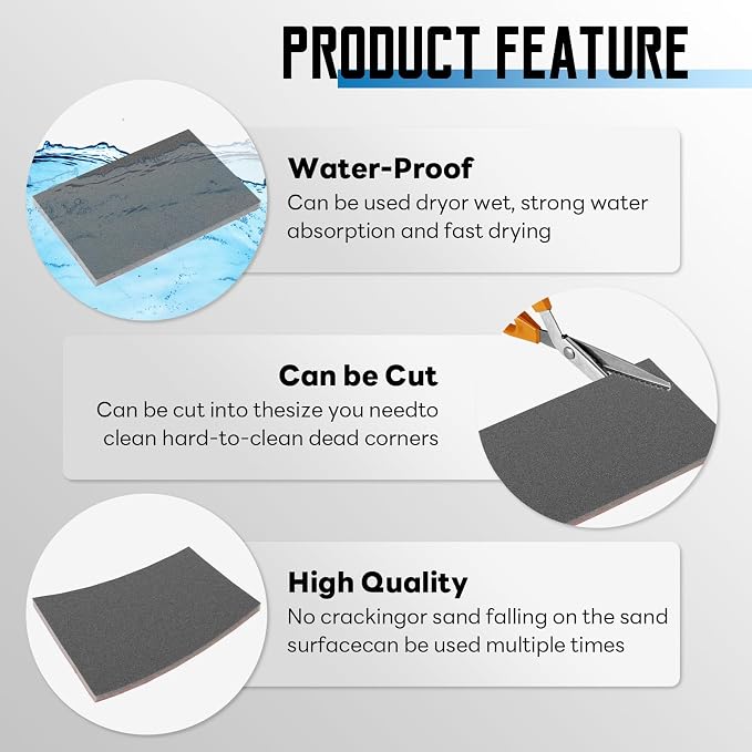 20 Pack 400 Grit Sanding Sponge, 3 x 4 Inch Soft Foam Sanding Block Wet Dry - Image 3