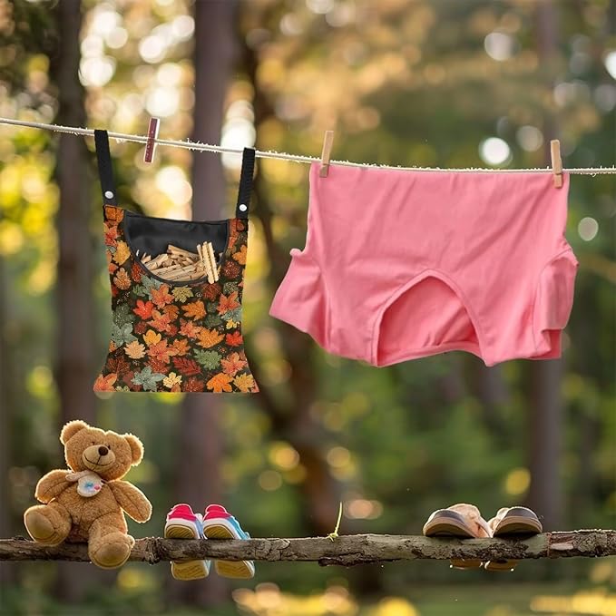 Fashion Maple Leaf Laundry Clothespin Holder Bag - Image 4